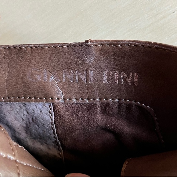 Gianni Bini Women's Lace Up Brown Leather Stiletto Heel Hiking Booties Size 7 - Picture 8 of 10